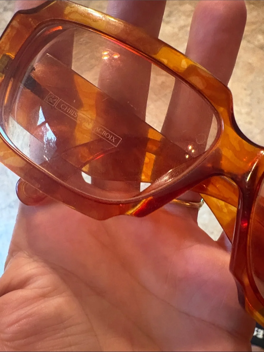 CHRISTIAN LACROIX RetroTransparent Amber Rectangular Women's Glasses